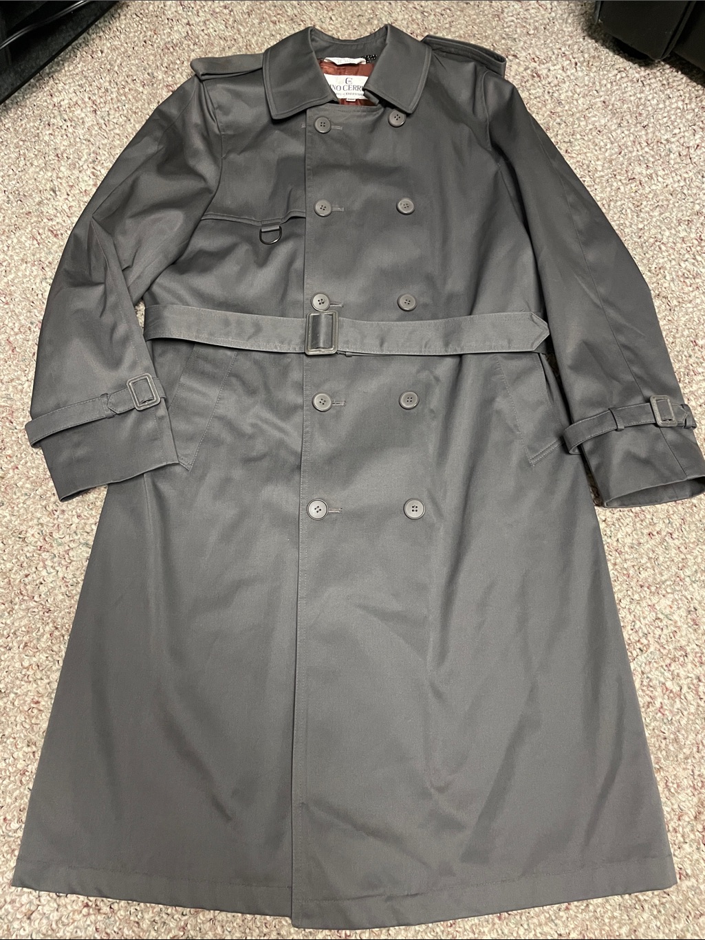 Vintage Nino Cerruti Men's Double-Breasted Trench Coat - Grey- Like New
